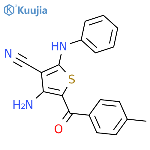 3-Thiophenecarbonitrile, 4-amino-5-(4-methylbenzoyl)-2-(phenylamino)- structure