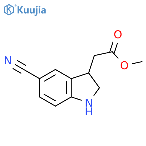 methyl 2-(5-cyano-2,3-dihydro-1H-indol-3-yl)acetate structure