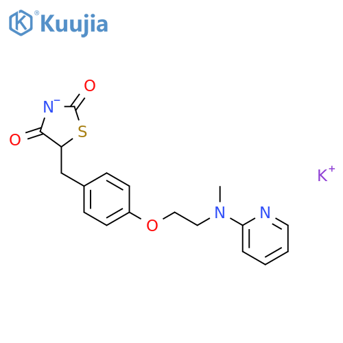 2,4-Thiazolidinedione,5-[[4-[2-(methyl-2-pyridinylamino)ethoxy]phenyl]methyl]-, potassium salt (1:1) structure