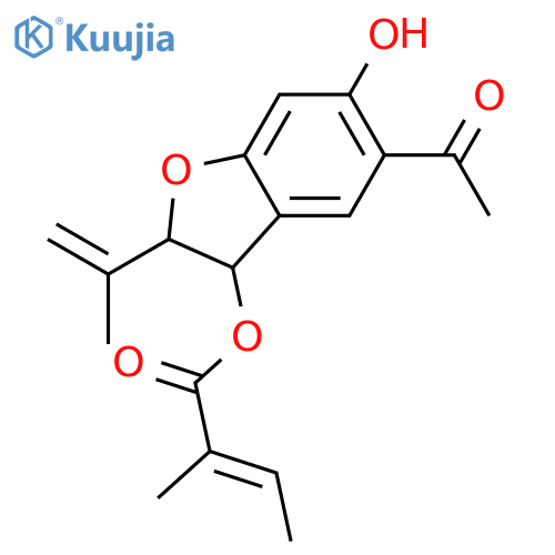 2-Butenoic acid,2-methyl-, 5-acetyl-2,3-dihydro-6-hydroxy-2-(1-methylethenyl)-3-benzofuranylester (9CI) structure