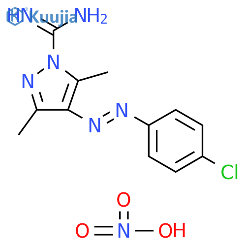 1H-Pyrazole-1-carboximidamide, 4-[2-(4-chlorophenyl)diazenyl]-3,5-dimethyl-, nitrate (1:1) structure