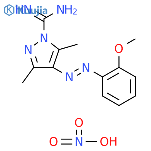 1H-Pyrazole-1-carboximidamide, 4-[2-(2-methoxyphenyl)diazenyl]-3,5-dimethyl-, nitrate (1:1) structure