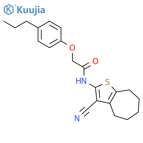 <br>N-(3-cyano-5,6,7,8-tetrahydro-4H-cyclohepta[b]thien-2-yl)-2-(4-propylphenox y)acetamide structure