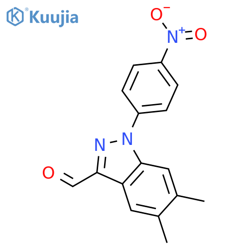 1H-Indazole-3-carboxaldehyde, 5,6-dimethyl-1-(4-nitrophenyl)- structure