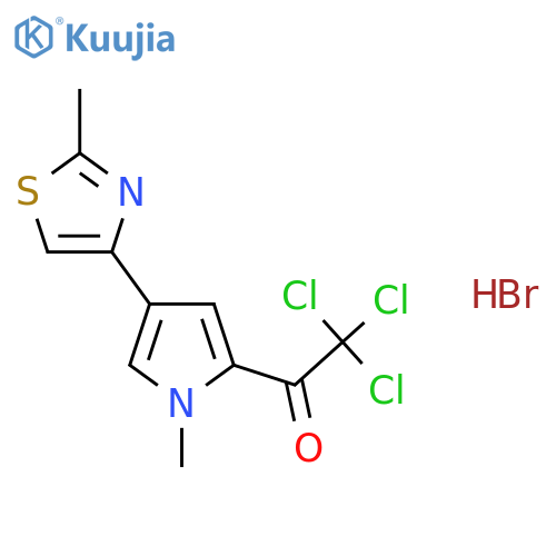 2,2,2-Trichloro-1-[1-methyl-4-(2-methyl-1,3-thiazol-4-yl)-1H-pyrrol-2-yl]ethan-1-one hydrobromide structure