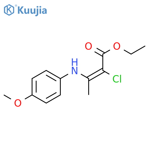 2-Butenoic acid, 2-chloro-3-[(4-methoxyphenyl)amino]-, ethyl ester, (E)- structure