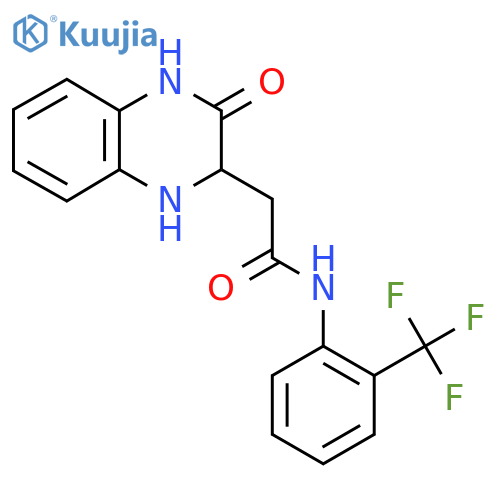 2-(3-oxo-1,2,3,4-tetrahydroquinoxalin-2-yl)-N-2-(trifluoromethyl)phenylacetamide structure