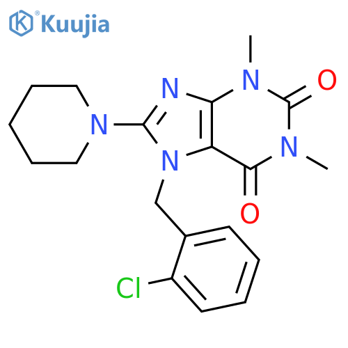 7-(2-chlorobenzyl)-1,3-dimethyl-8-(piperidin-1-yl)-3,7-dihydro-1H-purine-2,6-dione structure