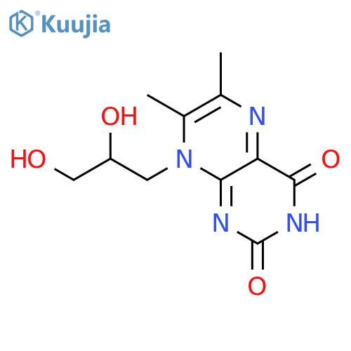 2,4(3H,8H)-Pteridinedione,8-(2,3-dihydroxypropyl)-6,7-dimethyl- structure