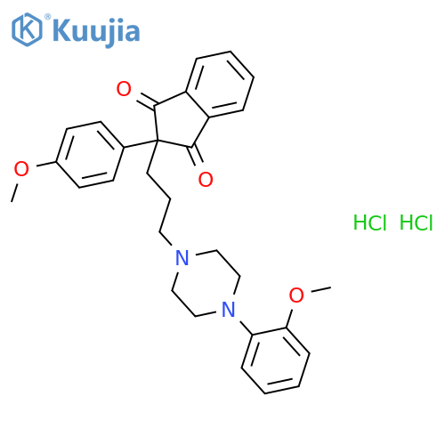 1H-Indene-1,3(2H)-dione,2-(4-methoxyphenyl)-2-[3-[4-(2-methoxyphenyl)-1-piperazinyl]propyl]-,hydrochloride (1:2) structure