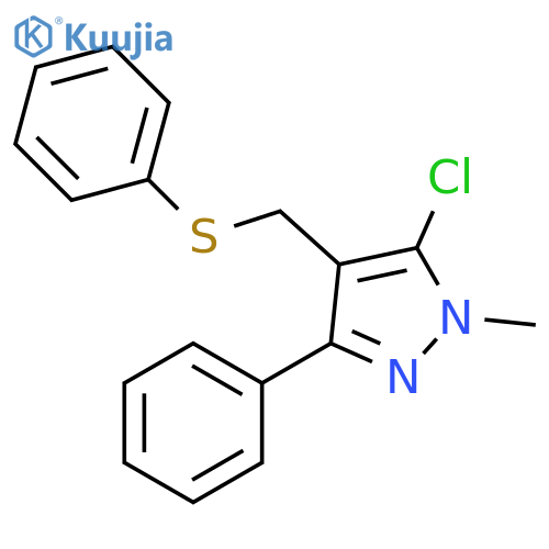 1H-Pyrazole, 5-chloro-1-methyl-3-phenyl-4-[(phenylthio)methyl]- structure