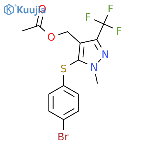 [5-[(4-bromophenyl)sulfanyl]-1-methyl-3-(trifluoromethyl)-1H-pyrazol-4-yl]methyl acetate structure
