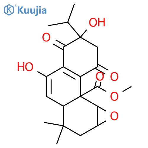 1,2-Epoxy-7,13-dihydroxy-11,14-dioxo-6,8-abietadien-20-oic acid; Me ester structure