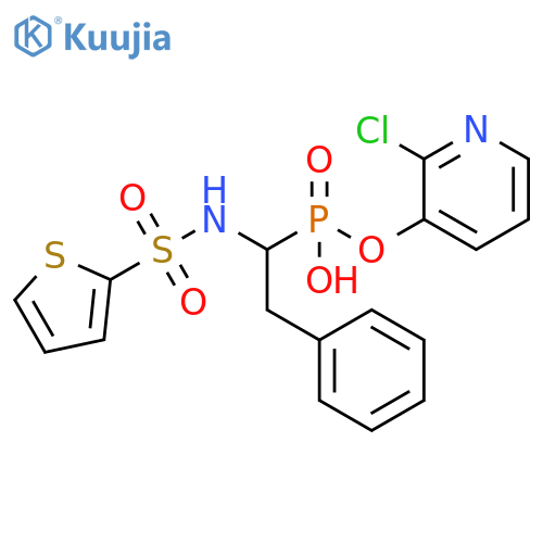 Phosphonic acid, [2-phenyl-1-[(2-thienylsulfonyl)amino]ethyl]-, mono(2-chloro-3-pyridinyl) ester (9CI) structure