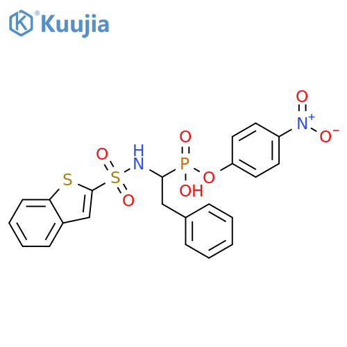 Phosphonic acid, [1-[(benzo[b]thien-2-ylsulfonyl)amino]-2-phenylethyl]-, mono(4-nitrophenyl) ester (9CI) structure