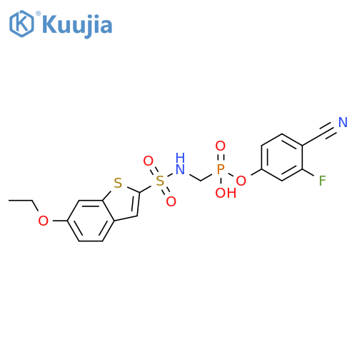 Phosphonic acid, [[[(6-ethoxybenzo[b]thien-2-yl)sulfonyl]amino]methyl]-,mono(4-cyano-3-fluorophenyl) ester structure