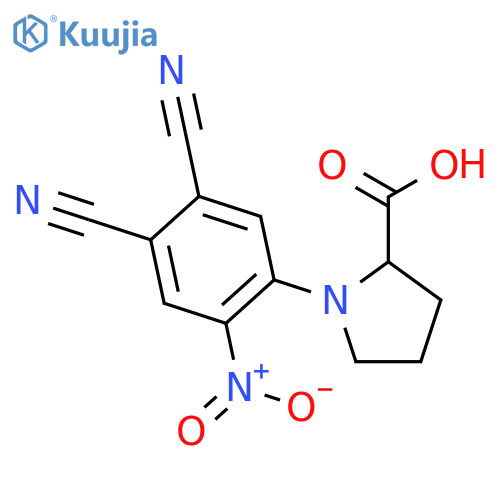 1-(4,5-Dicyano-2-nitro-phenyl)-pyrrolidine-2-carboxylic acid structure