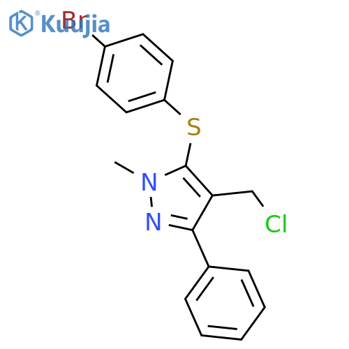 4-Bromophenyl 4-(chloromethyl)-1-methyl-3-phenyl-1H-pyrazol-5-yl sulfide structure