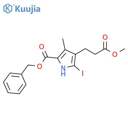 1H-Pyrrole-3-propanoic acid,2-iodo-4-methyl-5-[(phenylmethoxy)carbonyl]-, methyl ester structure