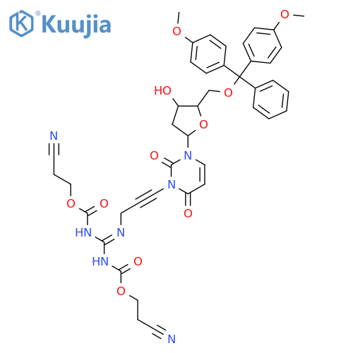 Uridine,3-[3-[[bis[[(2-cyanoethoxy)carbonyl]amino]methylene]amino]-1-propynyl]-5'-O-[bis(4-methoxyphenyl)phenylmethyl]-2'-deoxy- structure
