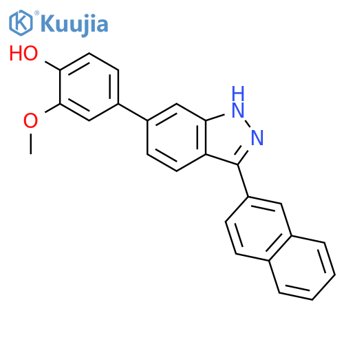 Phenol, 2-methoxy-4-[3-(2-naphthalenyl)-1H-indazol-6-yl]- structure