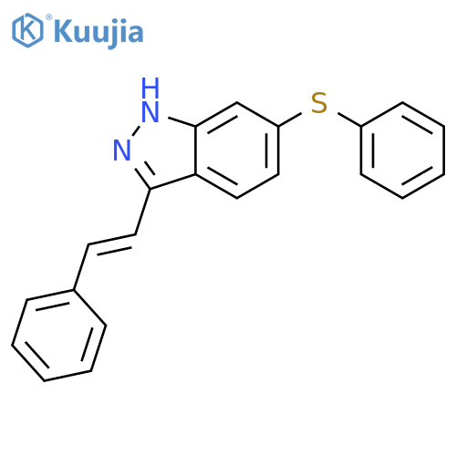 1H-Indazole, 3-[(1E)-2-phenylethenyl]-6-(phenylthio)- structure