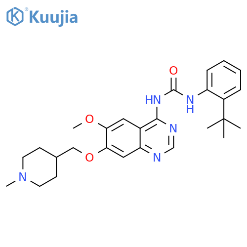Urea,N-[2-(1,1-dimethylethyl)phenyl]-N'-[6-methoxy-7-[(1-methyl-4-piperidinyl)methoxy]-4-quinazolinyl]- structure