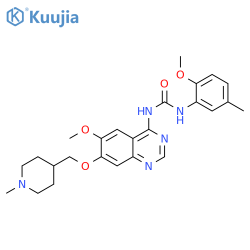 Urea,N-(2-methoxy-5-methylphenyl)-N'-[6-methoxy-7-[(1-methyl-4-piperidinyl)methoxy]-4-quinazolinyl]- structure