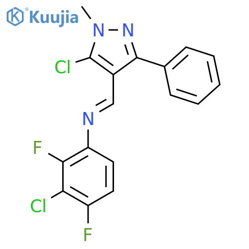 (1E)-1-(5-Chloro-1-methyl-3-phenyl-1H-pyrazol-4-yl)-N-(3-chloro-2,4-difluorophenyl)methanimine structure