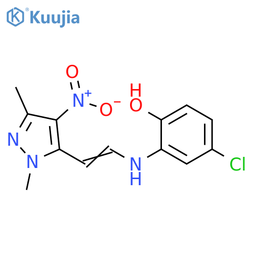 Phenol,4-chloro-2-[[2-(1,3-dimethyl-4-nitro-1H-pyrazol-5-yl)ethenyl]amino]- structure