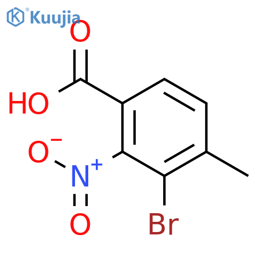Benzoic acid, 3-bromo-4-methyl-2-nitro- structure