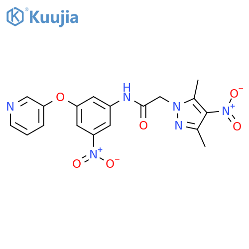 <br>2-(3,5-Dimethyl-4-nitro-pyrazol-1-yl)-N-[3-nitro-5-(pyridin-3-yloxy)-phenyl ]-acetamide structure
