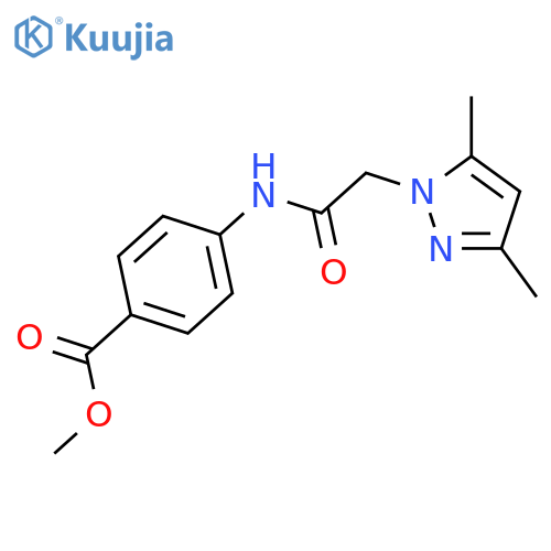 4-[2-(3,5-Dimethyl-pyrazol-1-yl)-acetylamino]-benzoic acid methyl ester structure
