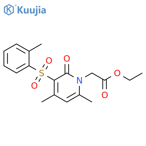 ethyl 2-[4,6-dimethyl-3-(2-methylbenzenesulfonyl)-2-oxo-1,2-dihydropyridin-1-yl]acetate structure