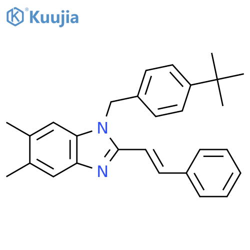 1-(4-(Tert-butyl)benzyl)-5,6-dimethyl-2-styryl-1H-1,3-benzimidazole structure
