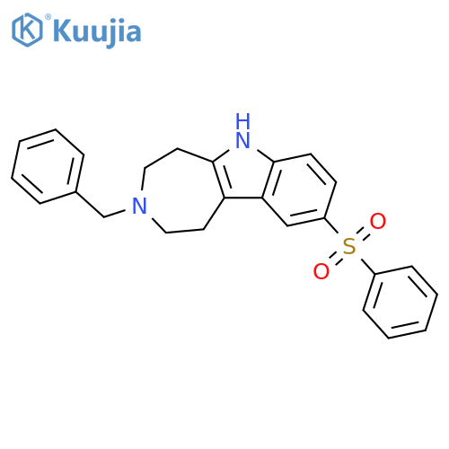 Azepino[4,5-b]indole,1,2,3,4,5,6-hexahydro-3-(phenylmethyl)-9-(phenylsulfonyl)- structure