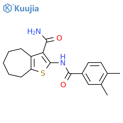 2-(3,4-dimethylbenzamido)-4H,5H,6H,7H,8H-cycloheptabthiophene-3-carboxamide structure