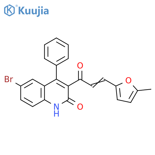 (2E)-1-(6-bromo-2-hydroxy-4-phenylquinolin-3-yl)-3-(5-methylfuran-2-yl)prop-2-en-1-one structure