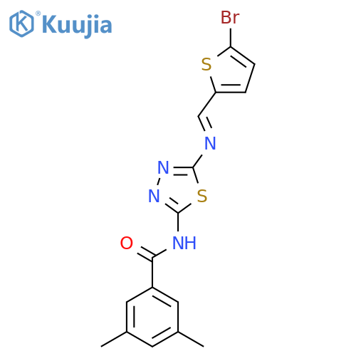 N-{5-(E)-(5-bromothiophen-2-yl)methylideneamino-1,3,4-thiadiazol-2-yl}-3,5-dimethylbenzamide structure