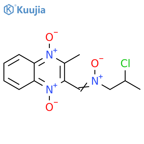 1-Propanamine,2-chloro-N-[(3-methyl-1,4-dioxido-2-quinoxalinyl)methylene]-, N-oxide structure