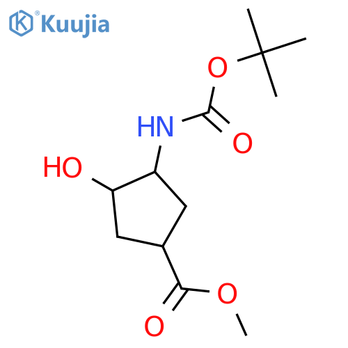 methyl (1S,3R,4R)-3-{[(tert-butoxy)carbonyl]amino}-4-hydroxycyclopentane-1-carboxylate structure