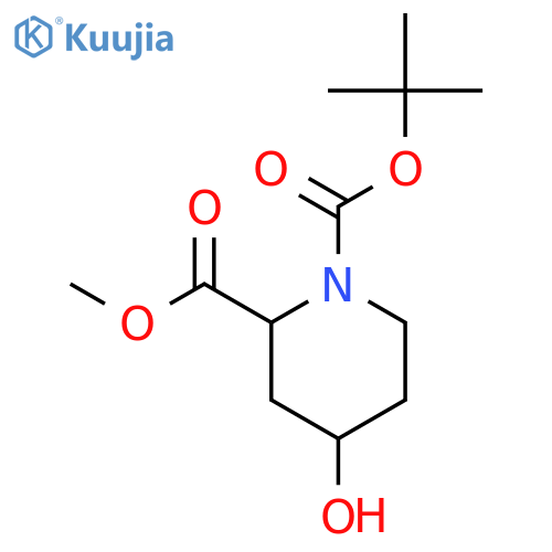 1-tert-butyl 2-methyl (2R,4R)-4-hydroxypiperidine-1,2-dicarboxylate structure