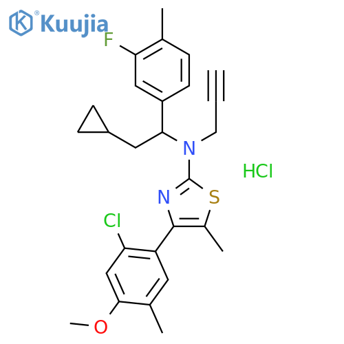 4-(2-Chloro-4-methoxy-5-methylphenyl)-N-[2-cyclopropyl-1(S)-(3-fluoro-4-methylphenyl)ethyl]-5-methyl-N-(2-propynyl)thiazol-2-amine hydrochloride structure