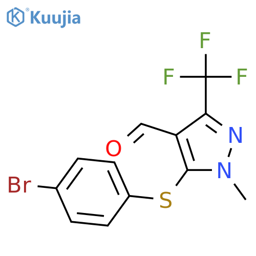 5-(4-Bromophenyl)sulfanyl-1-methyl-3-(trifluoromethyl)-1H-pyrazole-4-carbaldehyde structure
