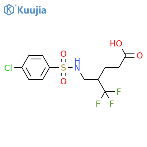 4-(4-chlorobenzenesulfonamido)methyl-5,5,5-trifluoropentanoic acid structure