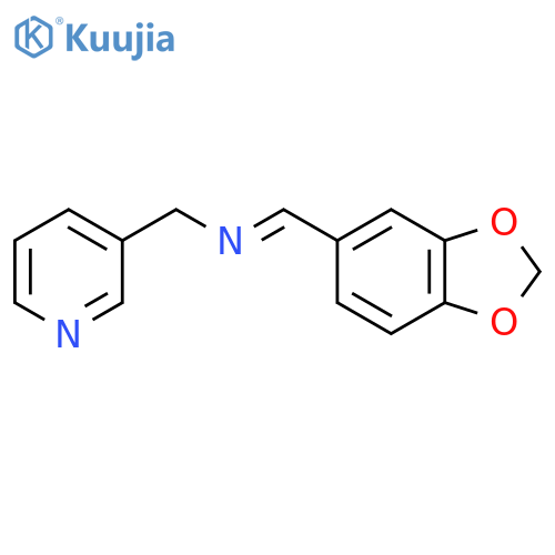 (E)-(2H-1,3-benzodioxol-5-yl)methylidene(pyridin-3-yl)methylamine structure