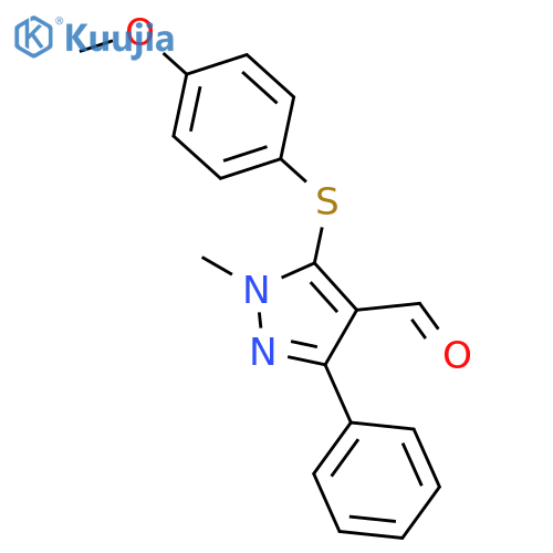 5-(4-Methoxyphenyl)sulfanyl-1-methyl-3-phenyl-1H-pyrazole-4-carbaldehyde structure