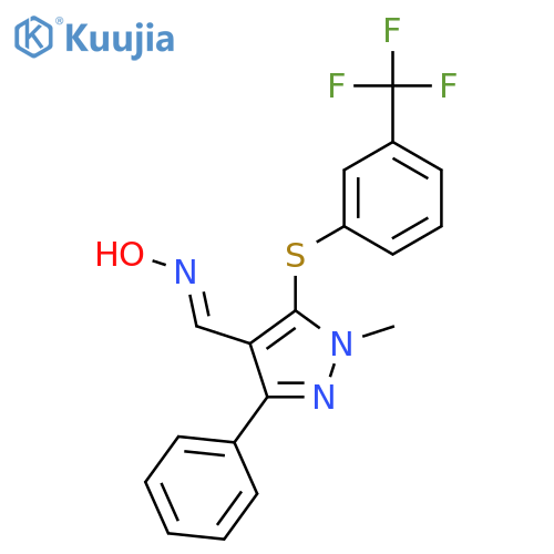 1-methyl-3-phenyl-5-{[3-(trifluoromethyl)phenyl]sulfanyl}-1H-pyrazole-4-carbaldehyde oxime structure