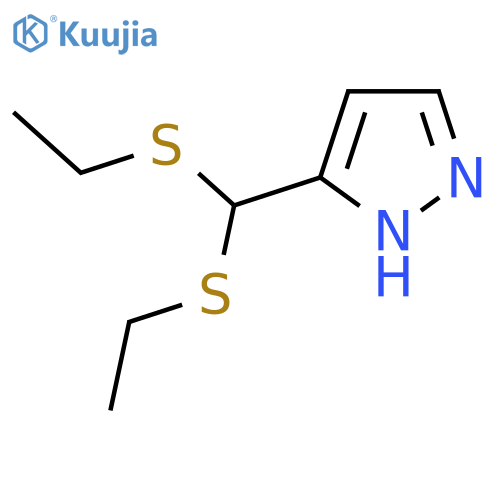 ethyl (ethylsulfanyl)(1H-pyrazol-3-yl)methyl sulfide structure