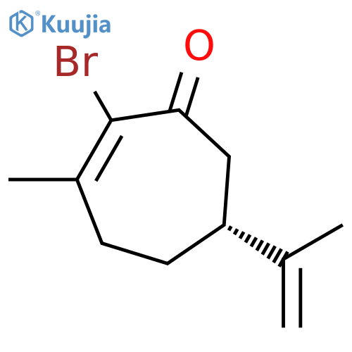 2-Cyclohepten-1-one, 2-bromo-3-methyl-6-(1-methylethenyl)-, (6R)- structure